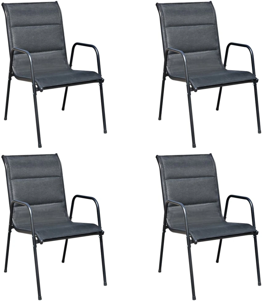 Lauko baldų komplektas Lauko valgomojo baldų komplektas, 5d., juodas, plienas