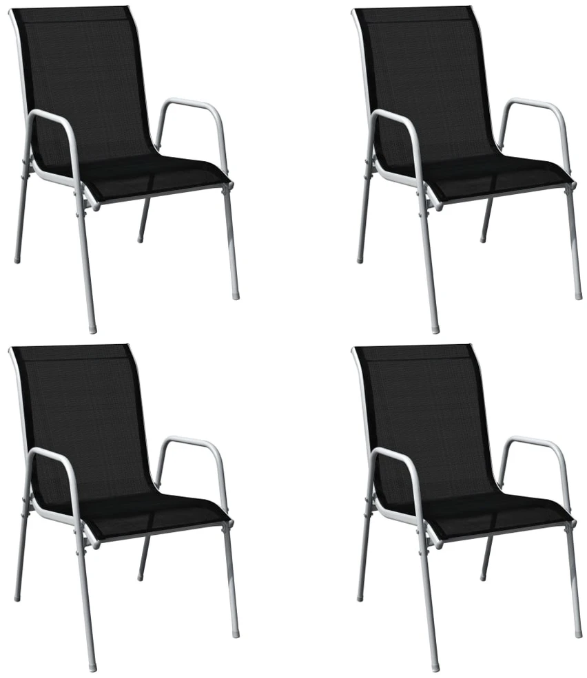 Lauko baldų komplektas Lauko valgomojo baldų komplektas, 5d., juodas, plienas