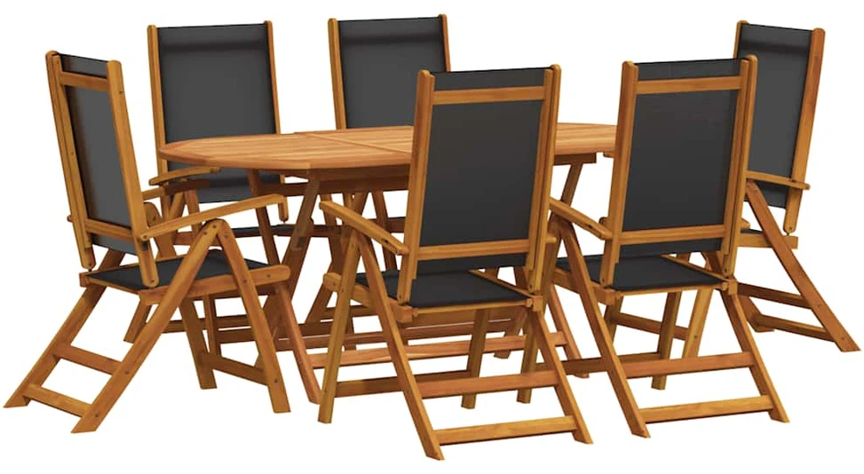 Lauko baldų komplektas Lauko valgomojo baldų komplektas, 7d., akacijos masyvas