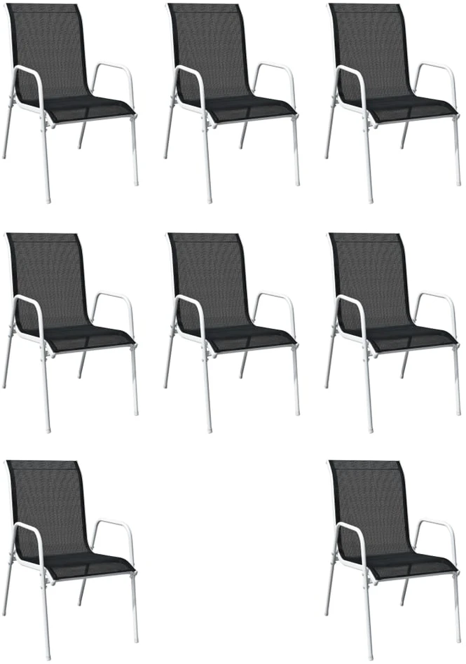 Lauko baldų komplektas Lauko valgomojo baldų komplektas, 9d., juodas, plienas