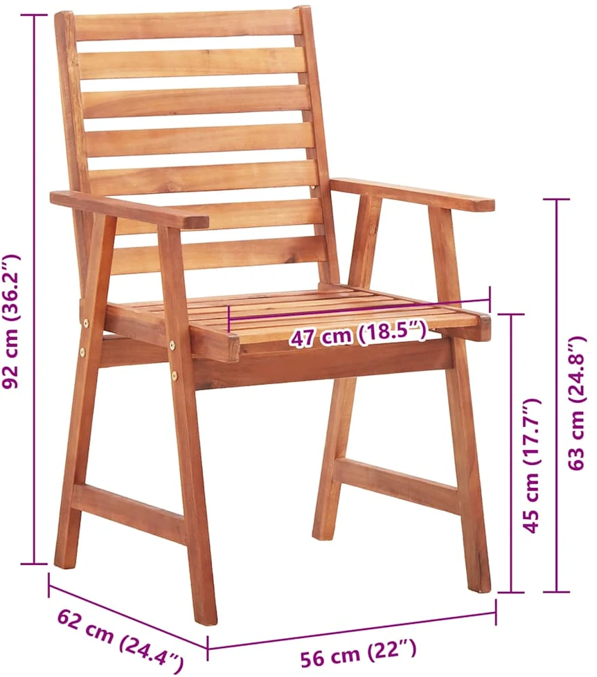 Lauko valgomojo kėdės su pagalvėlėmis, 4vnt., akacijos masyvas