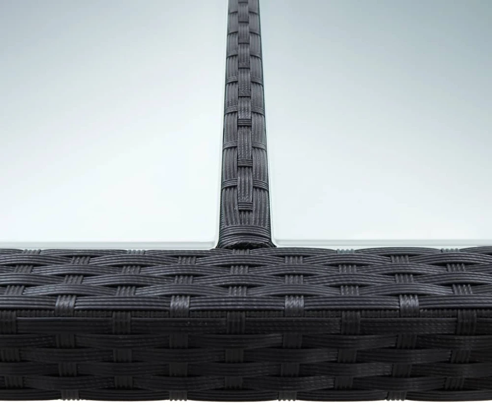 Lauko valgomojo stalas, juodas, 200x150x74cm, poliratanas