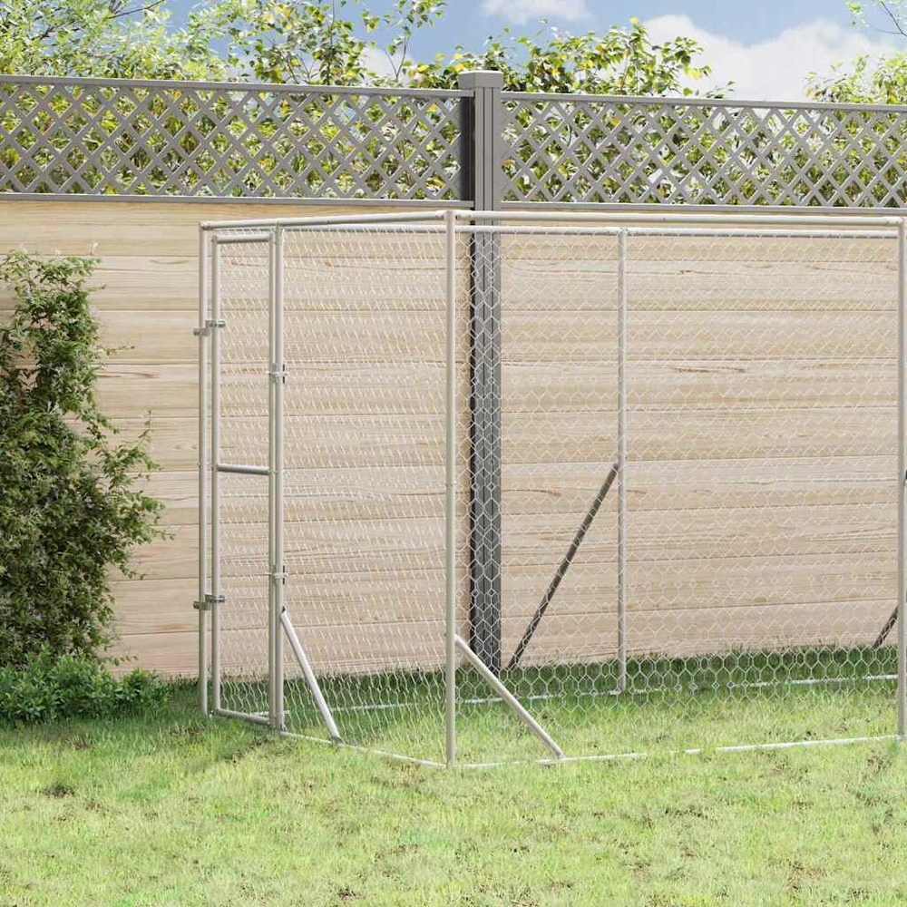 Lauko voljeras šunims, sidabrinis, 2x14x2m, plienas