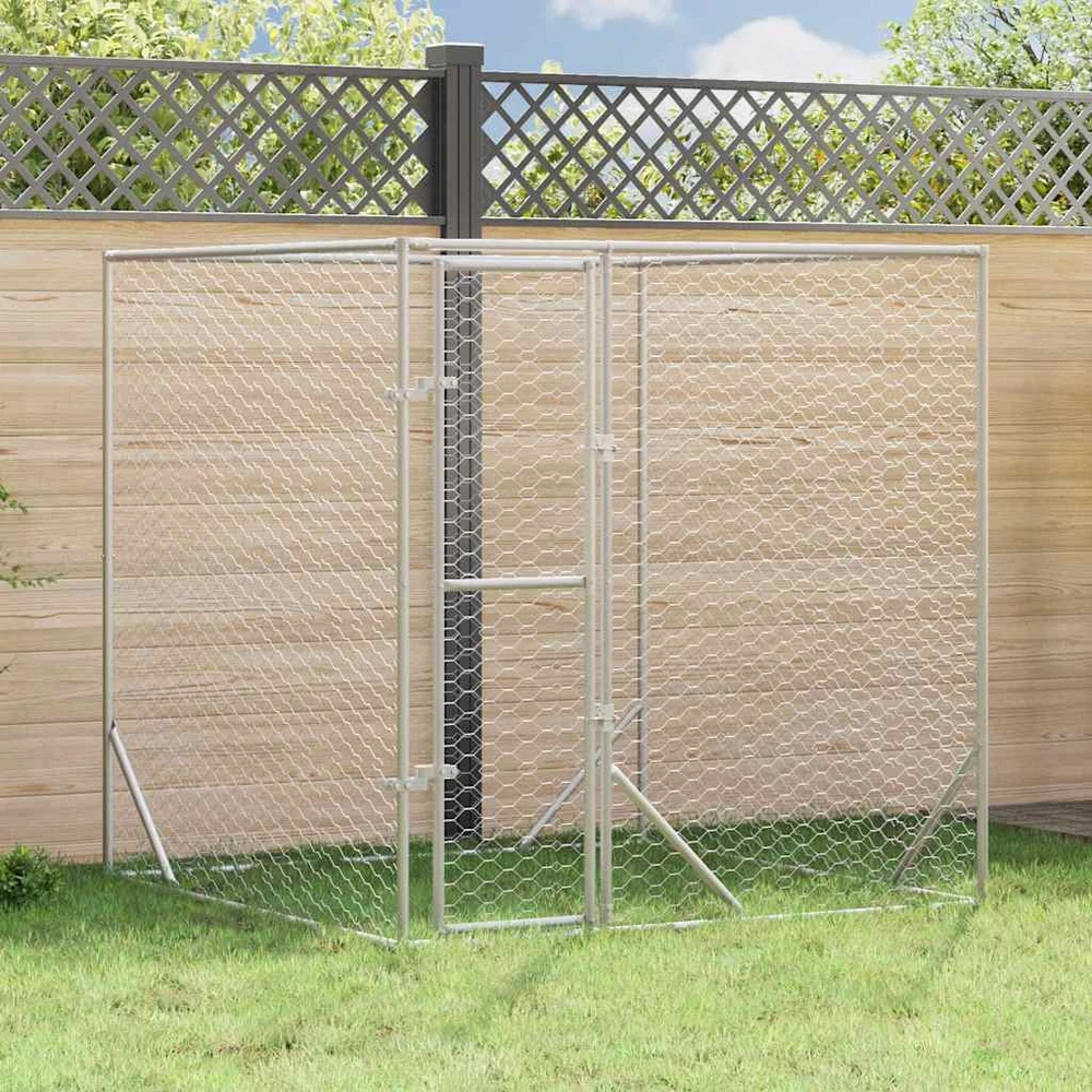 Lauko voljeras šunims, sidabrinis, 2x2x2m, plienas