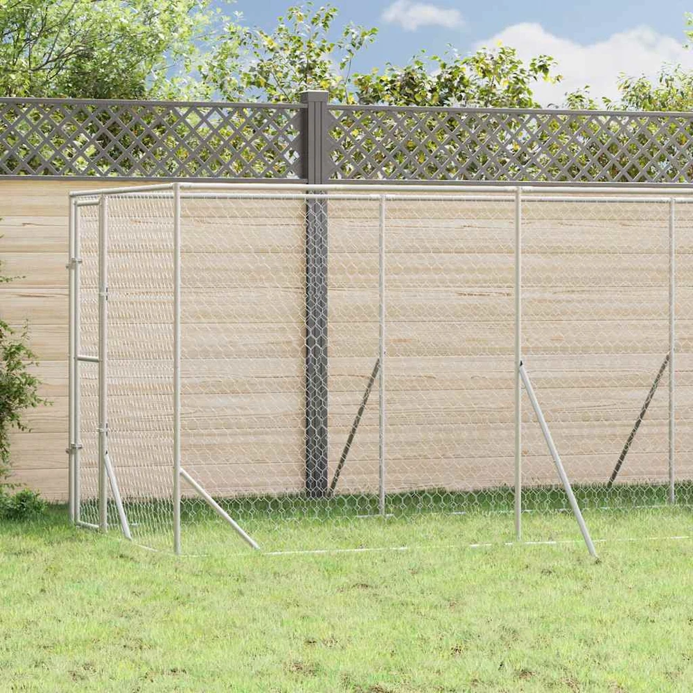 Lauko voljeras šunims, sidabrinis, 2x6x2m, plienas