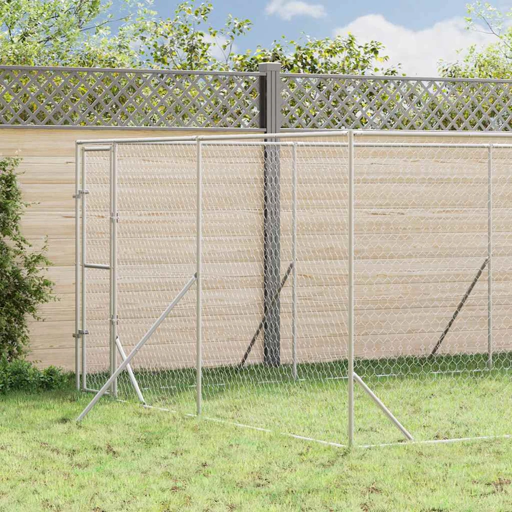 Lauko voljeras šunims, sidabrinis, 4x12x2m, plienas