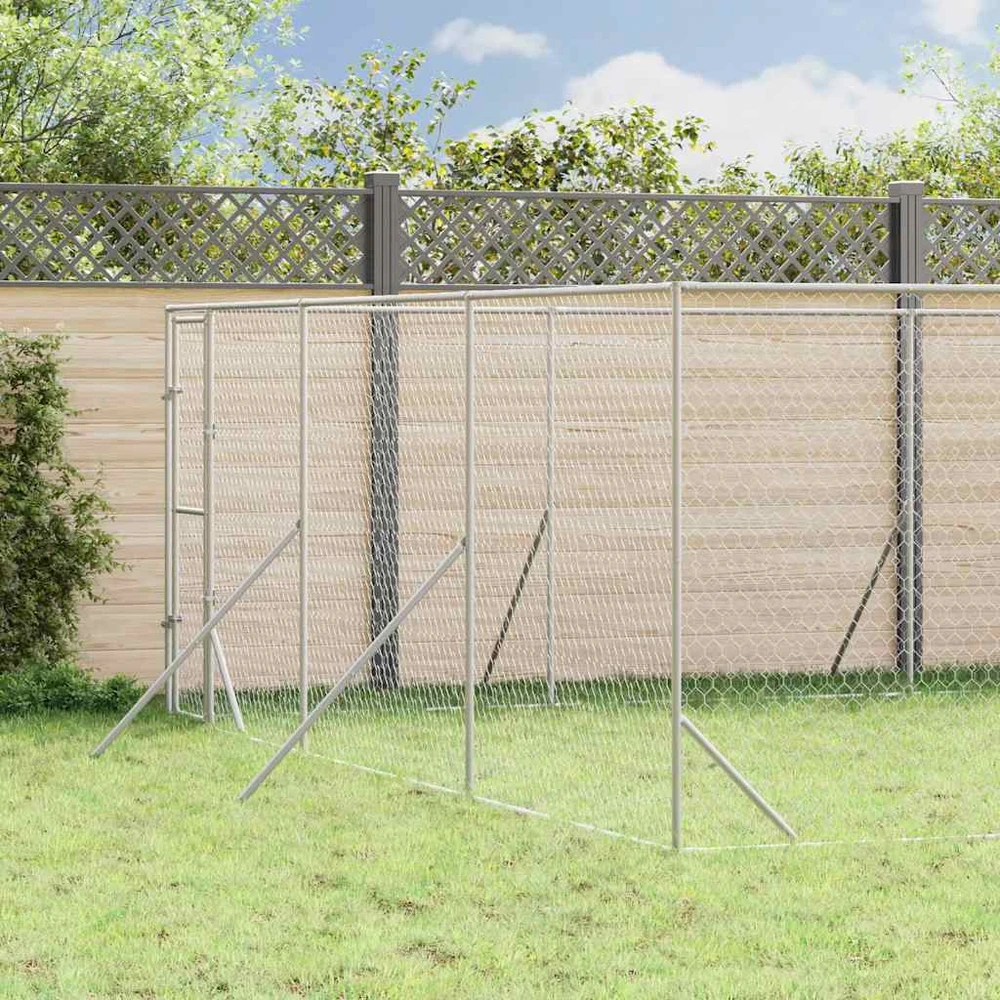 Lauko voljeras šunims, sidabrinis, 6x10x2m, plienas