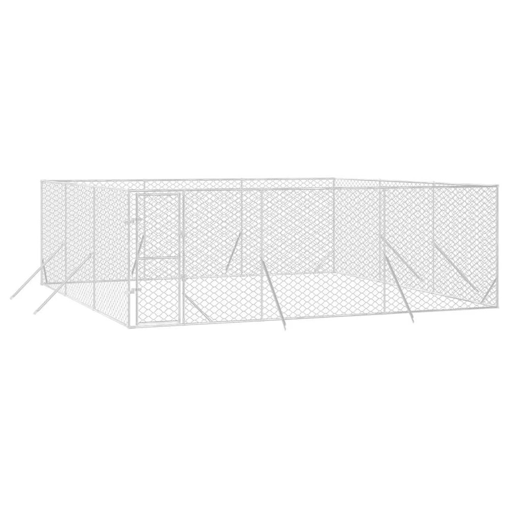 Lauko voljeras šunims, sidabrinis, 6x6x2m, plienas