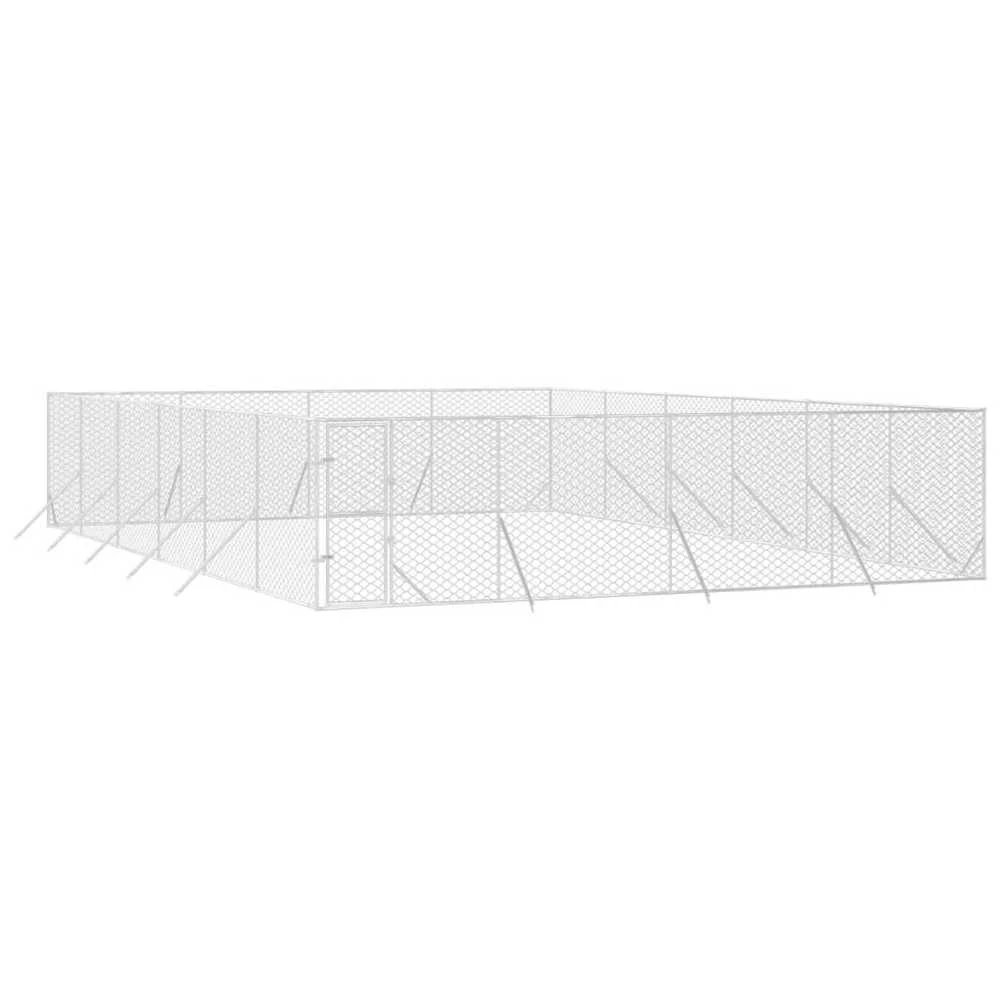Lauko voljeras šunims, sidabrinis, 8x12x2m, plienas