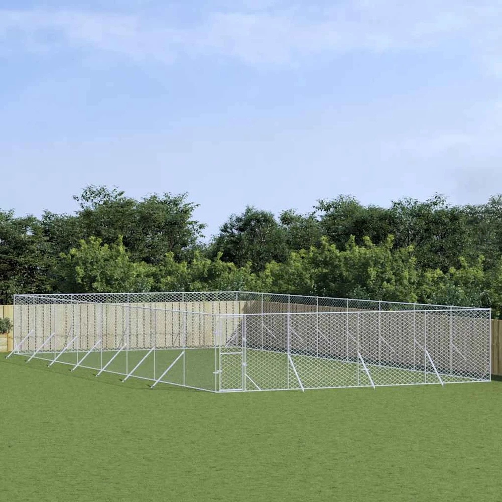 Lauko voljeras šunims, sidabrinis, 8x16x2m, plienas