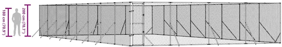 Lauko voljeras šunims, sidabrinis, 8x16x2m, plienas
