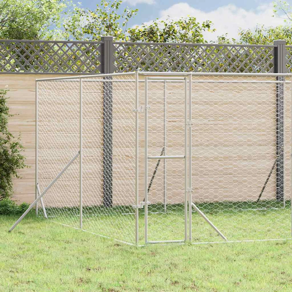 Lauko voljeras šunims, sidabrinis, 8x4x2m, plienas