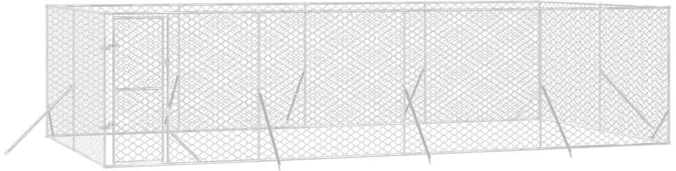 Lauko voljeras šunims, sidabrinis, 8x4x2m, plienas