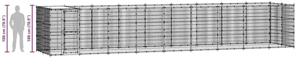 Lauko voljeras šunims su stogu, galvanizuotas plienas, 21,78m²
