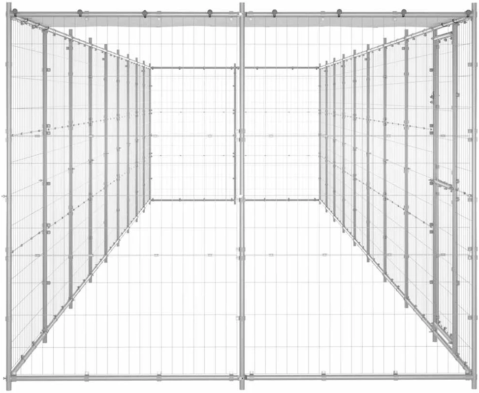 Lauko voljeras šunims su stogu, galvanizuotas plienas, 21,78m²