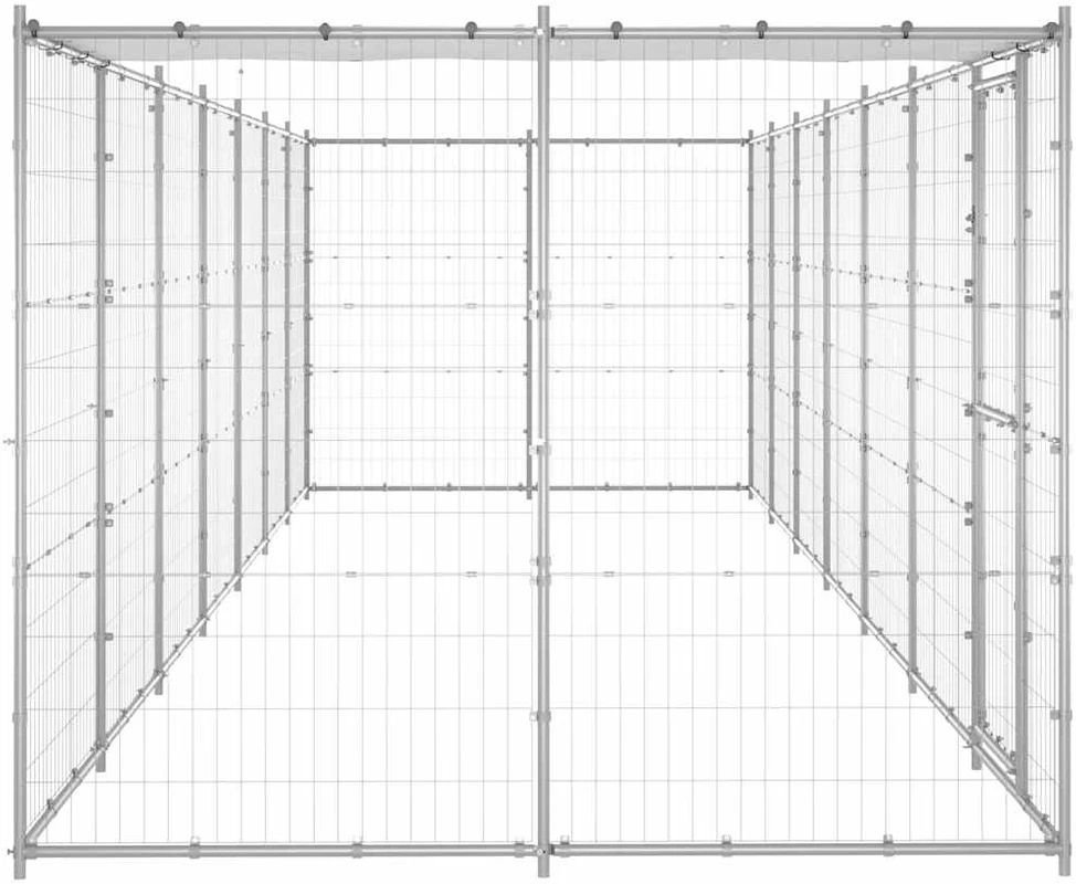 Lauko voljeras šunims su stogu, galvanizuotas plienas, 16,94m²