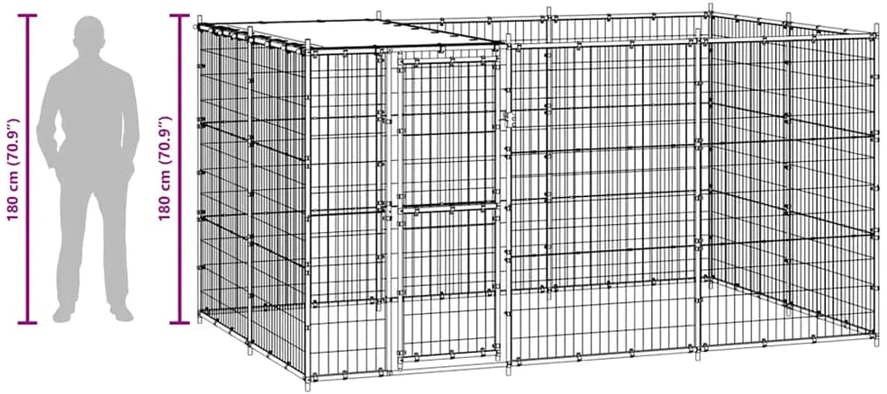 Lauko voljeras šunims su stogu, plienas, 7,26m²