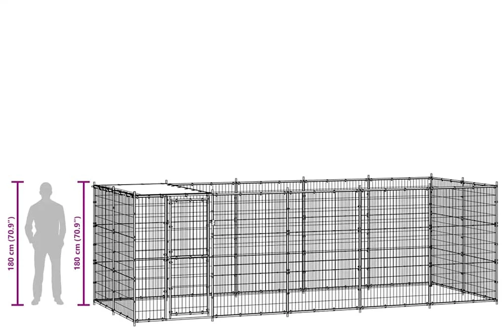 Lauko voljeras šunims su stogu, plienas, 12,1m²