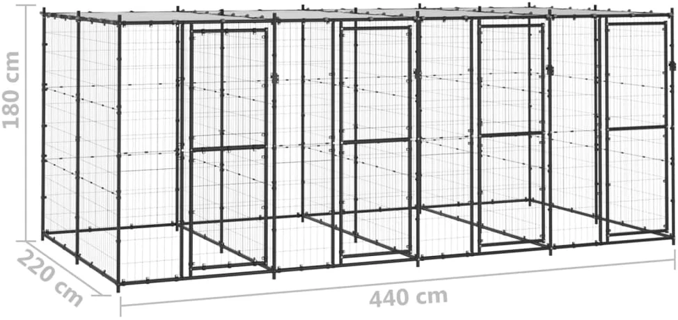 Lauko voljeras šunims su stogu, plienas, 9,68m²