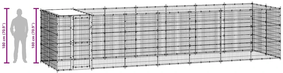 Lauko voljeras šunims su stogu, plienas, 16,94m²