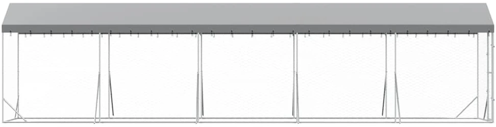 Lauko voljeras šunims su stogu, sidabrinis, 2x10x2,5m, plienas