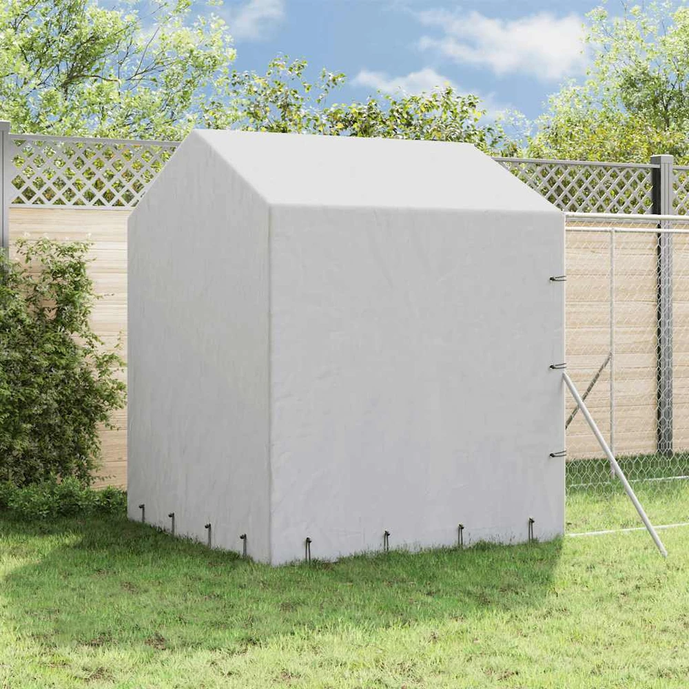 Lauko voljeras šunims su stogu, sidabrinis, 2x14x2,5m, plienas