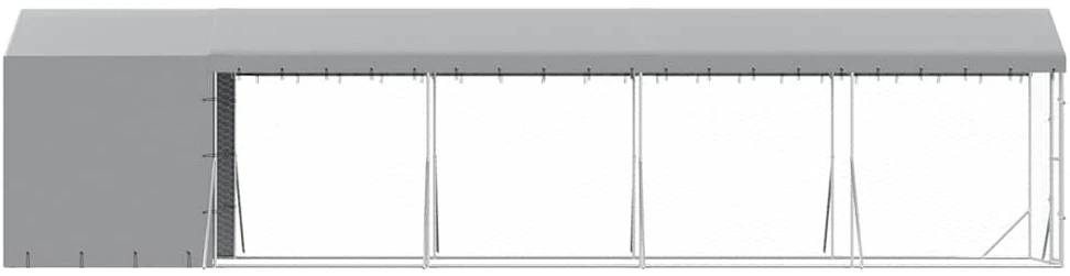 Lauko voljeras šunims su stogu, sidabrinis, 2x10x2,5m, plienas