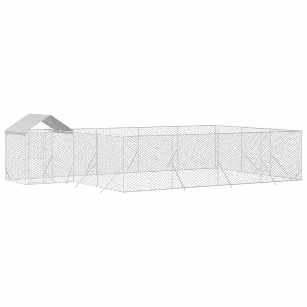 Lauko voljeras šunims su stogu, sidabrinis, 10x6x2,5m, plienas