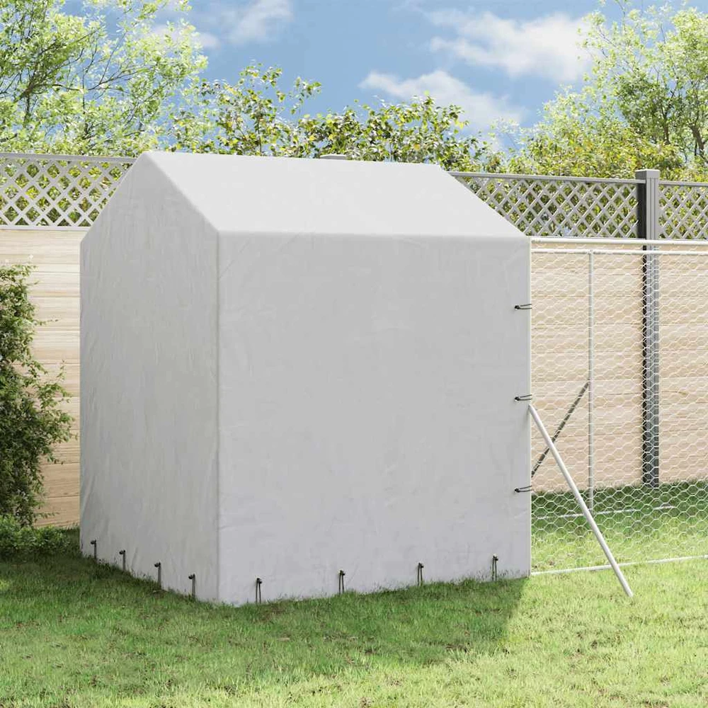 Lauko voljeras šunims su stogu, sidabrinis, 2x6x2,5m, plienas