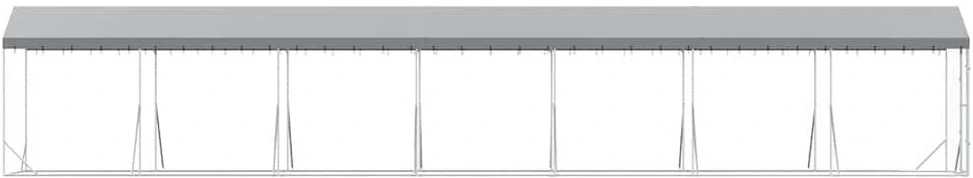 Lauko voljeras šunims su stogu, sidabrinis, 2x14x2,5m, plienas