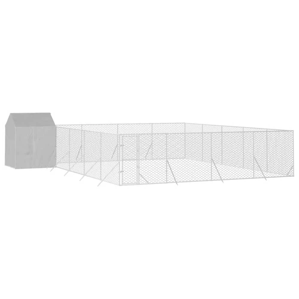 Lauko voljeras šunims su stogu, sidabrinis, 10x10x2,5m, plienas