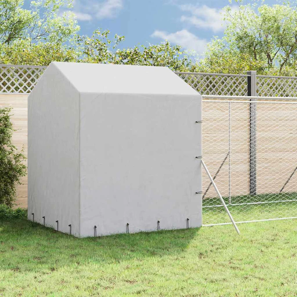 Lauko voljeras šunims su stogu, sidabrinis, 2x10x2,5m, plienas