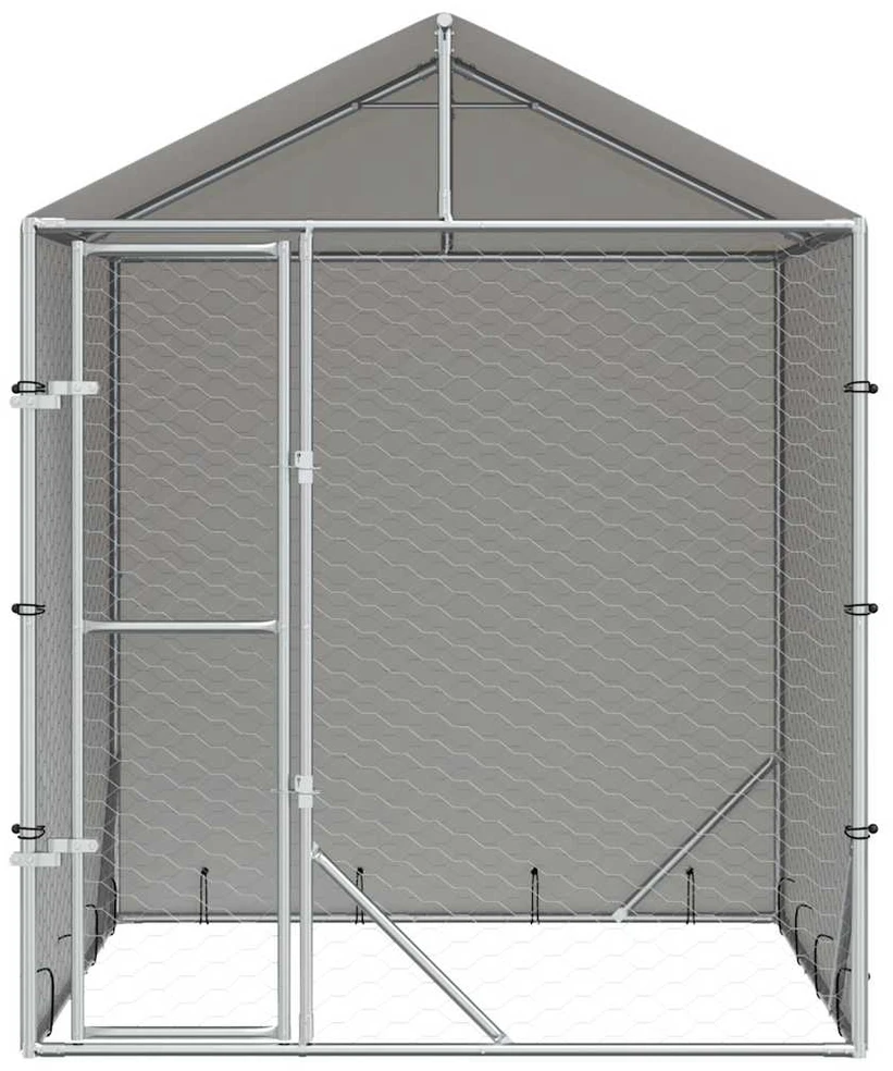 Lauko voljeras šunims su stogu, sidabrinis, 2x2x2,5m, plienas