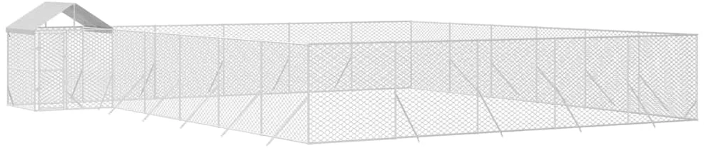 Lauko voljeras šunims su stogu, sidabrinis, 12x12x2,5m, plienas