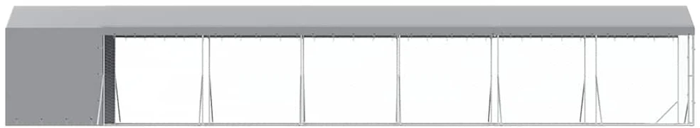 Lauko voljeras šunims su stogu, sidabrinis, 2x14x2,5m, plienas