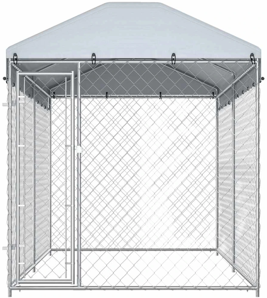 Lauko voljeras šunims su tentu stogui, 382x192x225cm