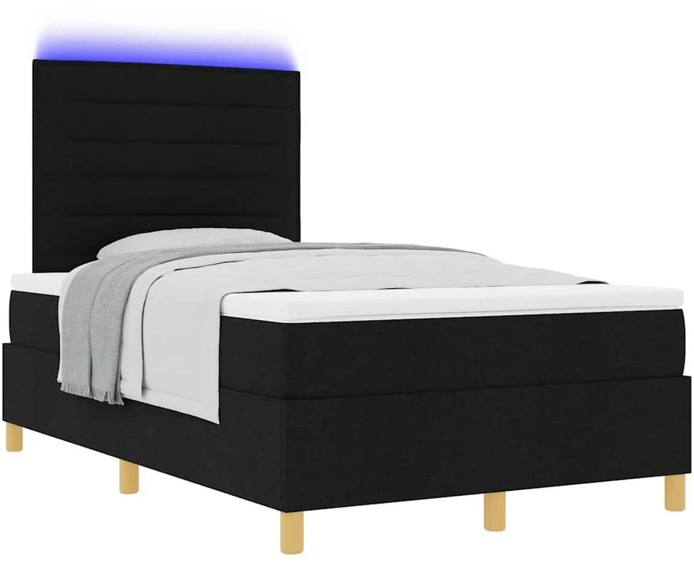 LED Čiužinio Lova su galvūgalio Juoda 120 x 190 cm audinys