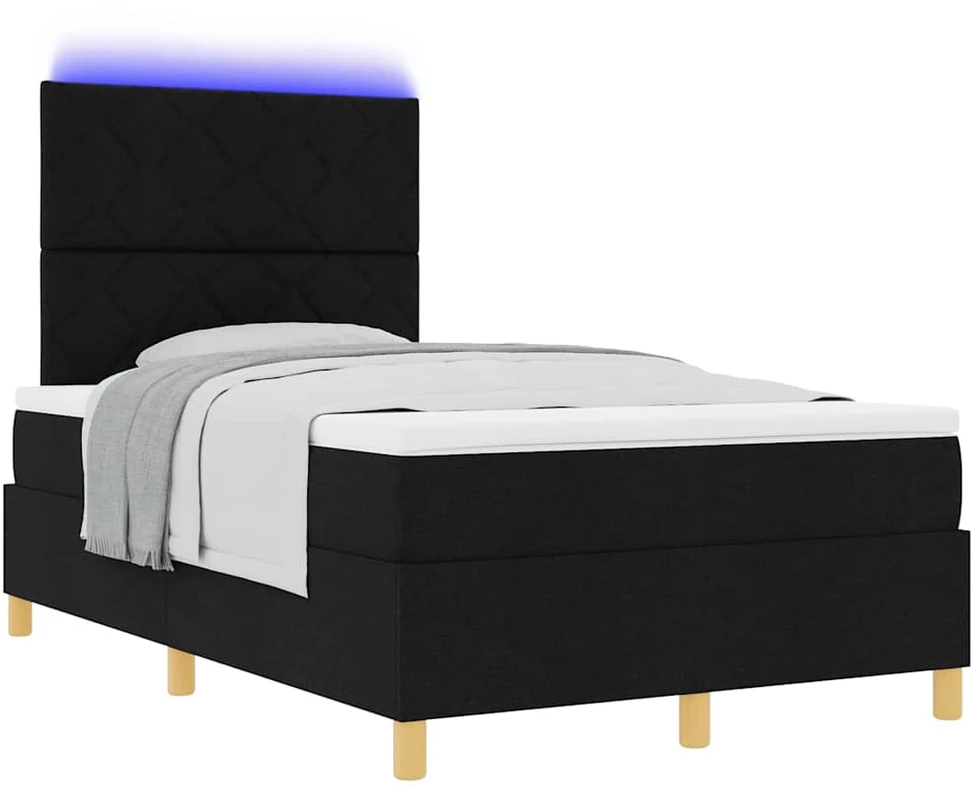 LED Čiužinio Lova su galvūgalio Juoda 120 x 200 cm audinys