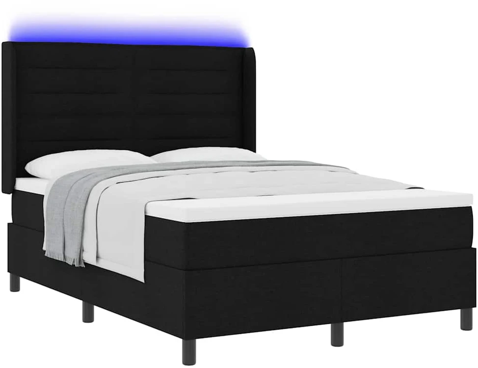 LED Čiužinio Lova su čiužiniu Juoda 140 x 200 cm audinys