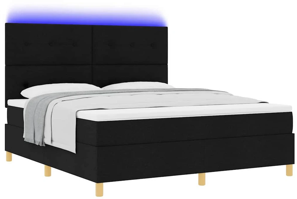 LED Čiužinio Lova su galvūgalio Juoda 180 x 200 cm audinys