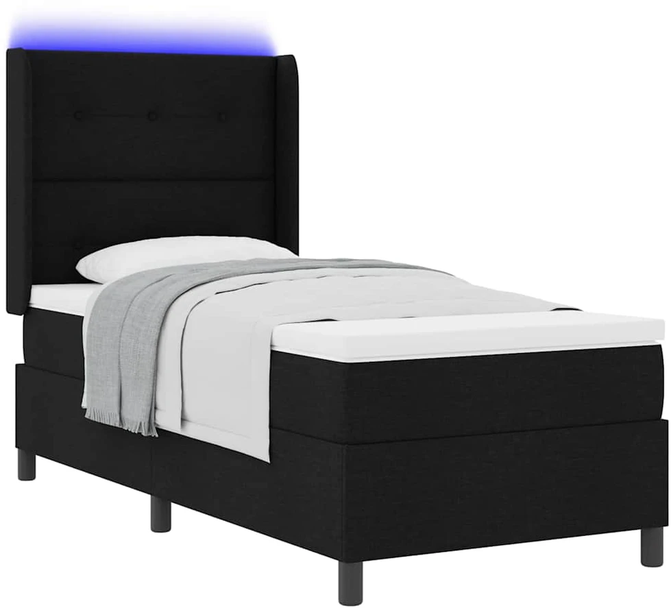 LED Čiužinio Lova su galvūgalio Juoda 80 x 200 cm audinys