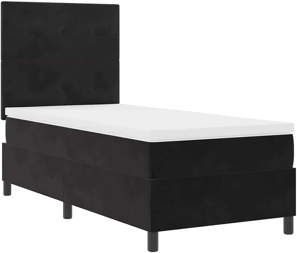 LED Čiužinio Lova su galvūgalio Juodas 80 x 200 cm Aksomas