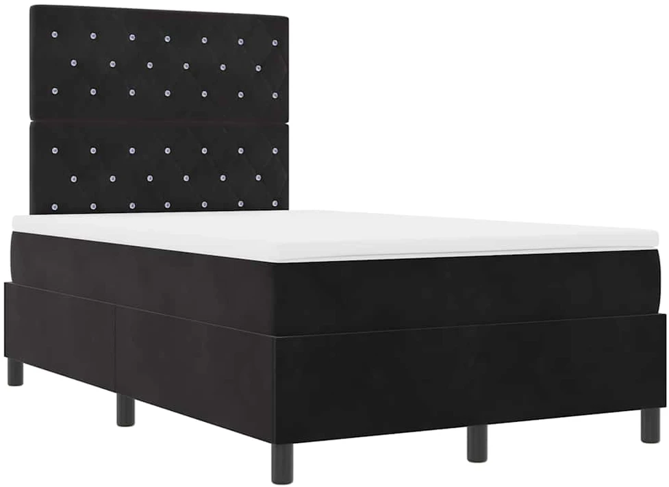 LED Čiužinio Lova su čiužiniu Juodas 120 x 200 cm Aksomas