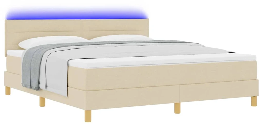 LED Čiužinio Lova su galvūgalio Kreminė 180 x 200 cm audinys