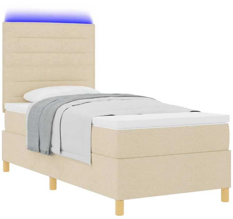 LED Čiužinio Lova su galvūgalio Kreminė 80 x 200 cm audinys