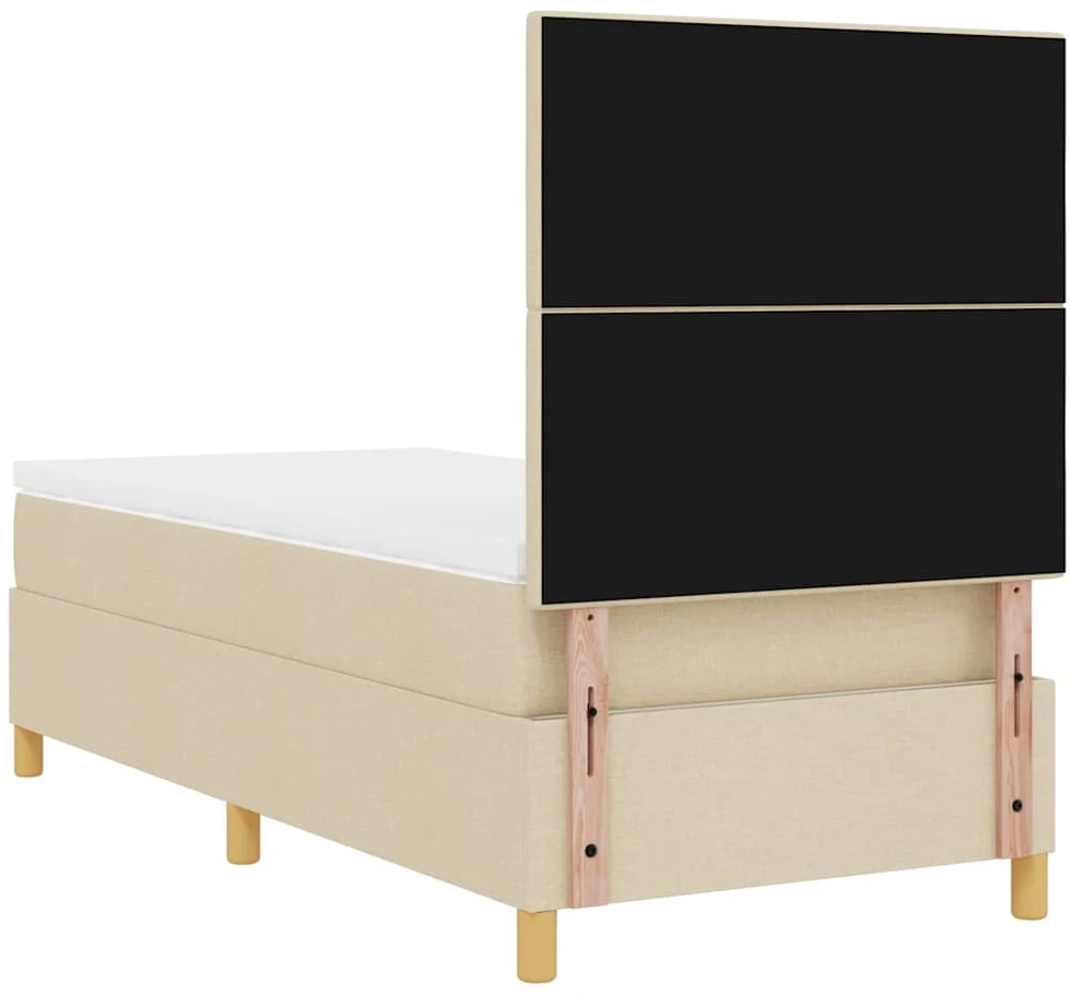 LED Čiužinio Lova su galvūgalio Kreminė 90 x 190 cm audinys