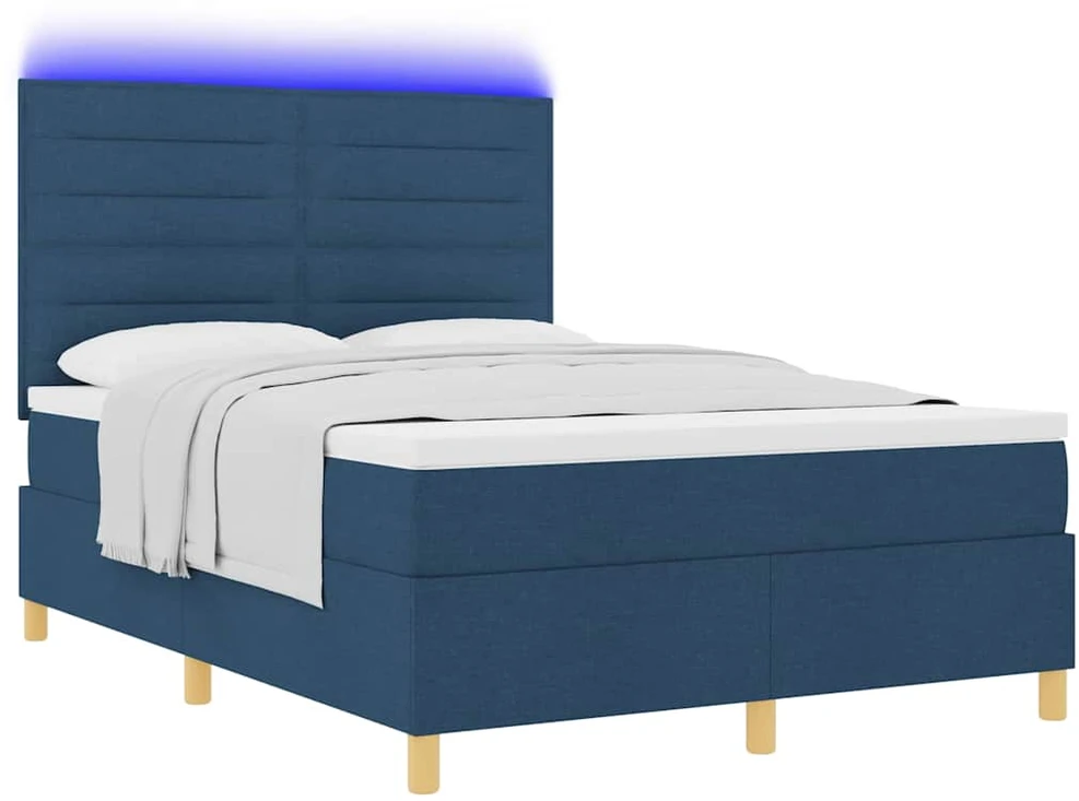 LED Čiužinio Lova su galvūgalio Mėlyna 140 x 190 cm audinys