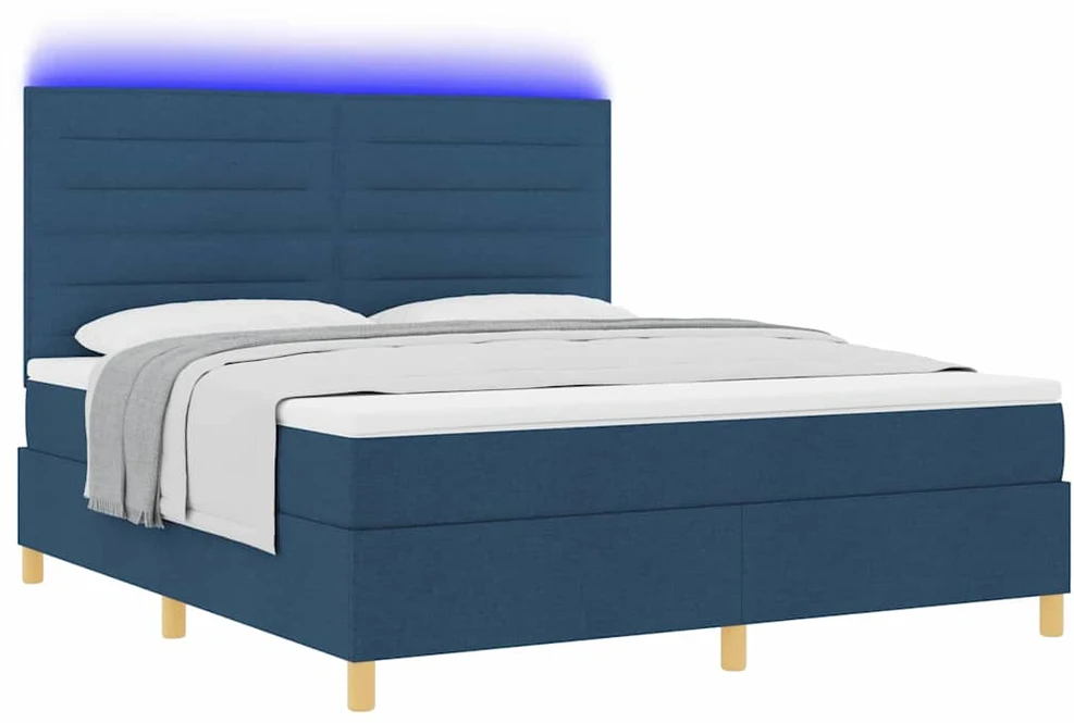 LED Čiužinio Lova su galvūgalio Mėlyna 180 x 200 cm audinys
