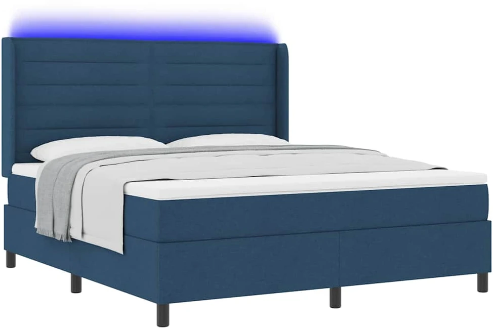 LED Čiužinio Lova su čiužiniu Mėlyna 180 x 200 cm audinys