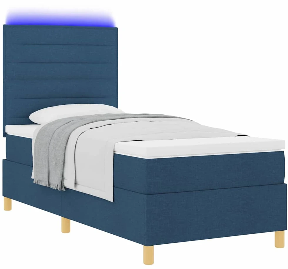 LED Čiužinio Lova su galvūgalio Mėlyna 90 x 190 cm audinys